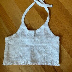PacSun White Halter Smock Crop Top